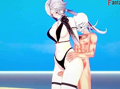 Ever seen Arlecchino banging hard in bikini on the beach?