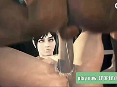 Monster hunter slut endures relentless fucking in a wet pussy 4some with horny monsters in 3d anime.