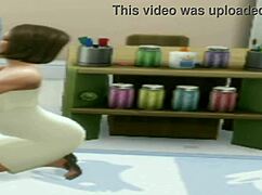 brunette teen helps teacher during lunch break in cartoon