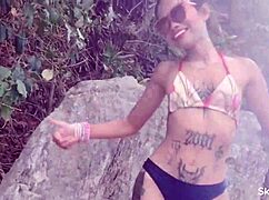 i feel so naughty engaging in wild public sex with my father in law on the mountain and ocean, his huge cock stretching my tiny teen pussy rough and deep