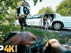 Bride4k crew caught banging and making a mess in wild car action