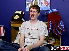Red-Haired Twink Interviewed Before Solo Dildo Play
