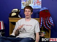 Red-Haired Twink Interviewed Before Solo Dildo Play