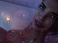 horny stepmom's pussy groped while bathing in 3d hentai animation.