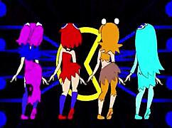 yo, check these pacman ghost girls dancing wild in anime hentai style, totally hot!
