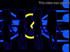 yo, check these pacman ghost girls dancing wild in anime hentai style, totally hot!