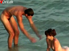 Beach couple caught in hot cumshot action