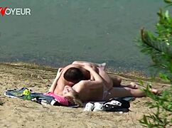 Naughty teen pawg caught fucking boyfriend on beach.