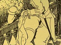 Vintage antique retro comic anime erotic drawing