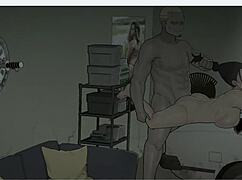 In this hentai game, tenants of the dead get fucked in scene 1 with big tits! 😏