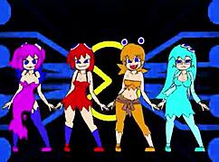 yo, check these pacman ghost girls dancing wild in anime hentai style, totally hot!