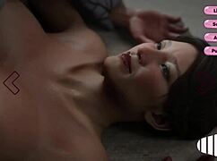 Two guests pick a busty woman for a wild futanari double penetration threesome animation.