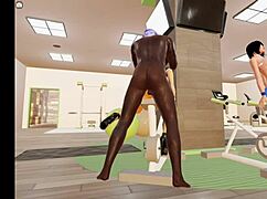 Fuck bent-over young girl with monster cock in gym 3dxchat anime style!