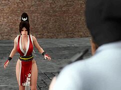 Mai bends over for a wild surrender in 3D action.