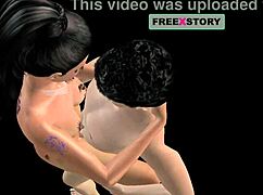 japanese guy fucks indian girl standing in animation