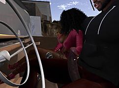 Ebony Couple Fucking Passionately at Drive-In