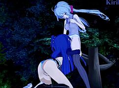 Chris Yukine, Tsubasa, and Maria in Steamy Lesbian Hentai Play