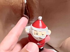 Holy! Santa Claus Toying with a Tight Asian Pussy Again!