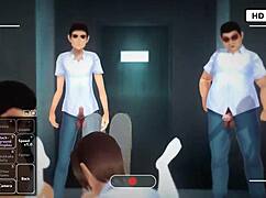 Blonde girl is having a lot of fun