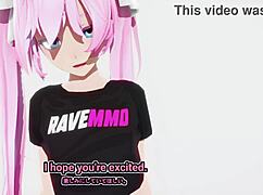 Rozmazlená anime holka dostává od obřího černého ptáka v 3D