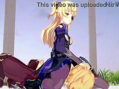 Amber ve Fischl Amy ile Aether'le vahşi 3D hentai, yoğun genç 18+ 18+ creampie seks Genshin Impact anime'de