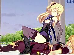 Amber és Fischl Amyval és Aetherrel vad 3D hentai-ben. Intenzív tinilány 18+ 18+ creampie szex Genshin Impact anime-ben.