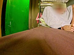 Hostel mixed room turns wild with shared bathroom handjob action in public