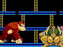 Bowser Koopa and Donkey Kong Clash with Mario in Wild Cartoon Action