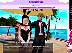 lewdneko explores bdsm slave and maid roles in harem hotel game