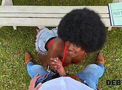 Debt4k: Returning her debt in an outdoor setting