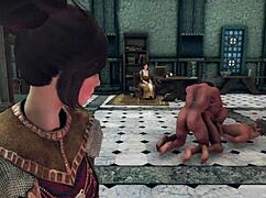 three men fucking around indoors with monster cocks bareback