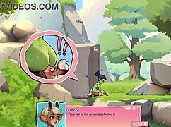 horny young 18+ female orc face-sits a lucky boy in nature game