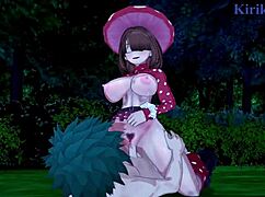 Kinoko Komori and Mei Hatsume with Izuku Midoriya in My Hero Academia Hentai