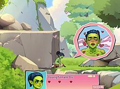 horny young 18+ female orc face-sits a lucky boy in nature game