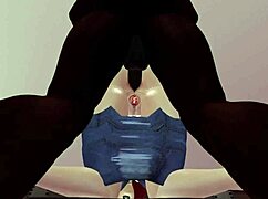 Black man in Second Life bangs redhead white woman on chair with monster cock