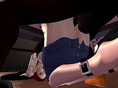 Black man in Second Life bangs redhead white woman on chair with monster cock