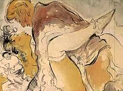 Vintage erotisk illustration visar retro hentai-konst med förförisk anime-charm