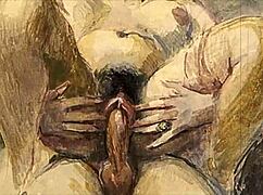 Illustrazione Erotica Vintage Mostra Arte Hentai Retro con Anime Seduttrici