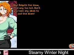 Steamy Winter Night Unfolds with Erotic Anime Action in a Snowy Mature Hentai Scene.