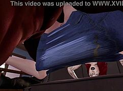 Black man in Second Life bangs redhead white woman on chair with monster cock