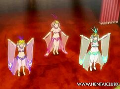 Fan service anime Suisei no Gargantia DXD belly dancing girls seduce.