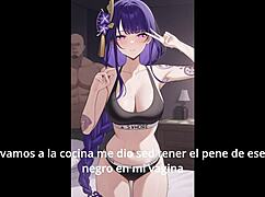 Asian Japanese femdom gives jerk off instructions in hentai anime