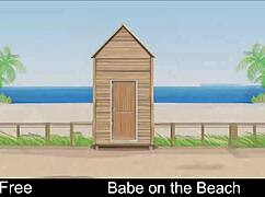 What is the babe doing on the beach?