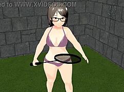 Kyo Animation Features Plump Girl Playing Tennis with Bouncing Tits