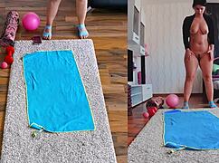 Exposing Sensual Curves in Dual Cam Naked Yoga Session