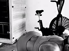 Creepy masks add intrigue to this intense workout session.