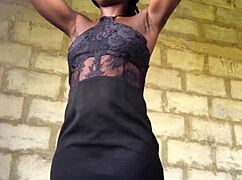 Crazy Bitch Shows Naked Body in Thong to Strangers, Then Dresses Up for Lesbian Fun