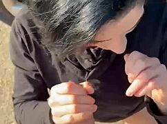 he covers her face with cum after pounding her round ass