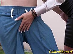 goldenshower babe sucking hard in wild fetish action! 😜