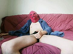 young pornstar masturbating monster cock to orgasm on sofa